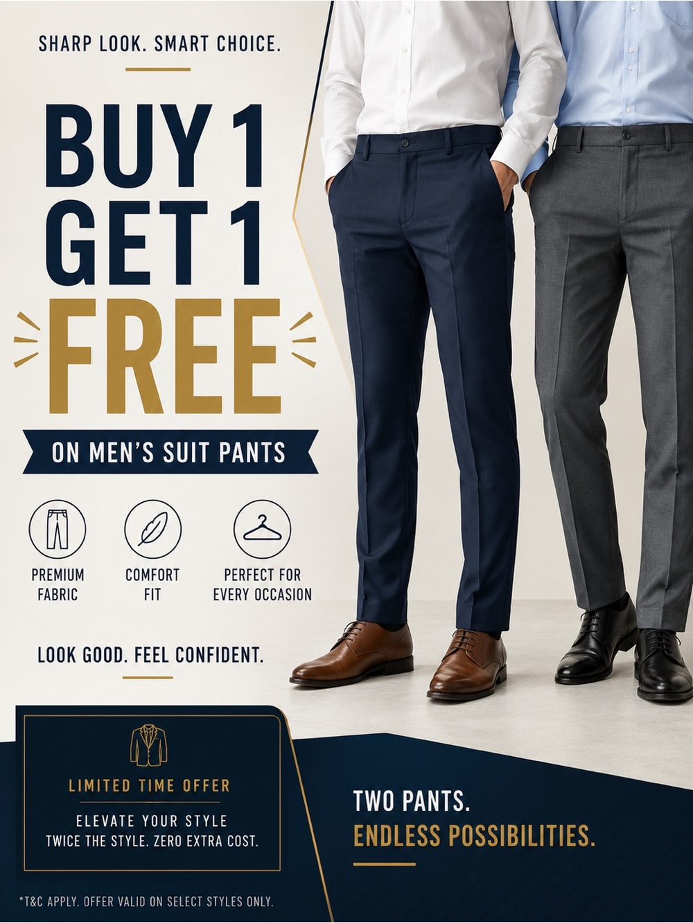 Men's Suit Pants - comment size and buy 1 get 1 or buy 1 get 3